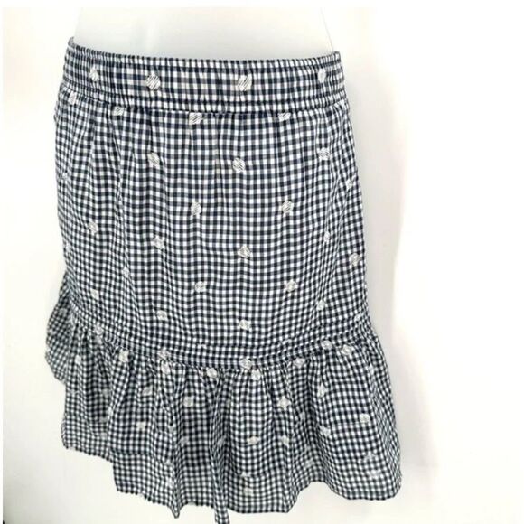 Madewell NWT Blue Gingham Ruffle Hem Skirt - Picture 4 of 7